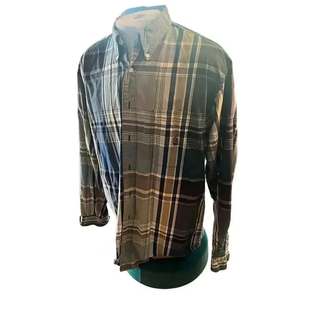 NAUTICA long sleeve plaid button up mens size large